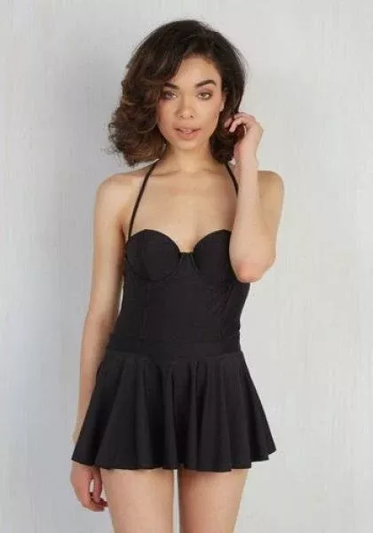 1-piece-fit-flare-swimsuit-black 1 Piece Fit & Flare Swimsuit - Black -