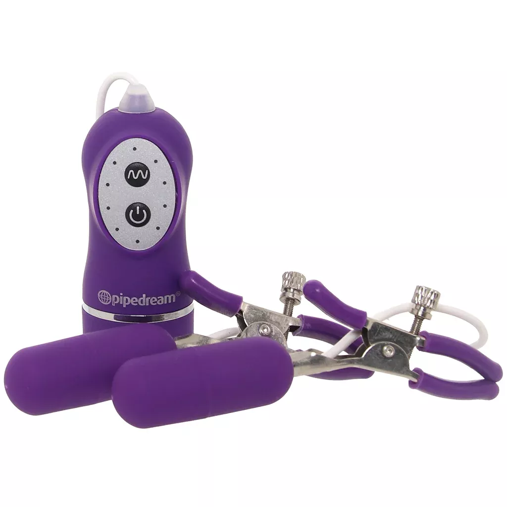 10-function-vibrating-nipple-clamps-in-purple 10 Function Vibrating Nipple Clamps in Purple