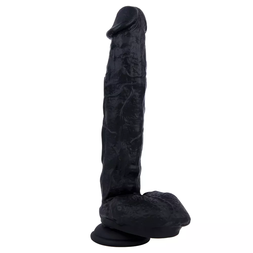 10-inch-large-silicone-realistic-black-dildo 10 Inch Large Silicone Realistic Black Dildo