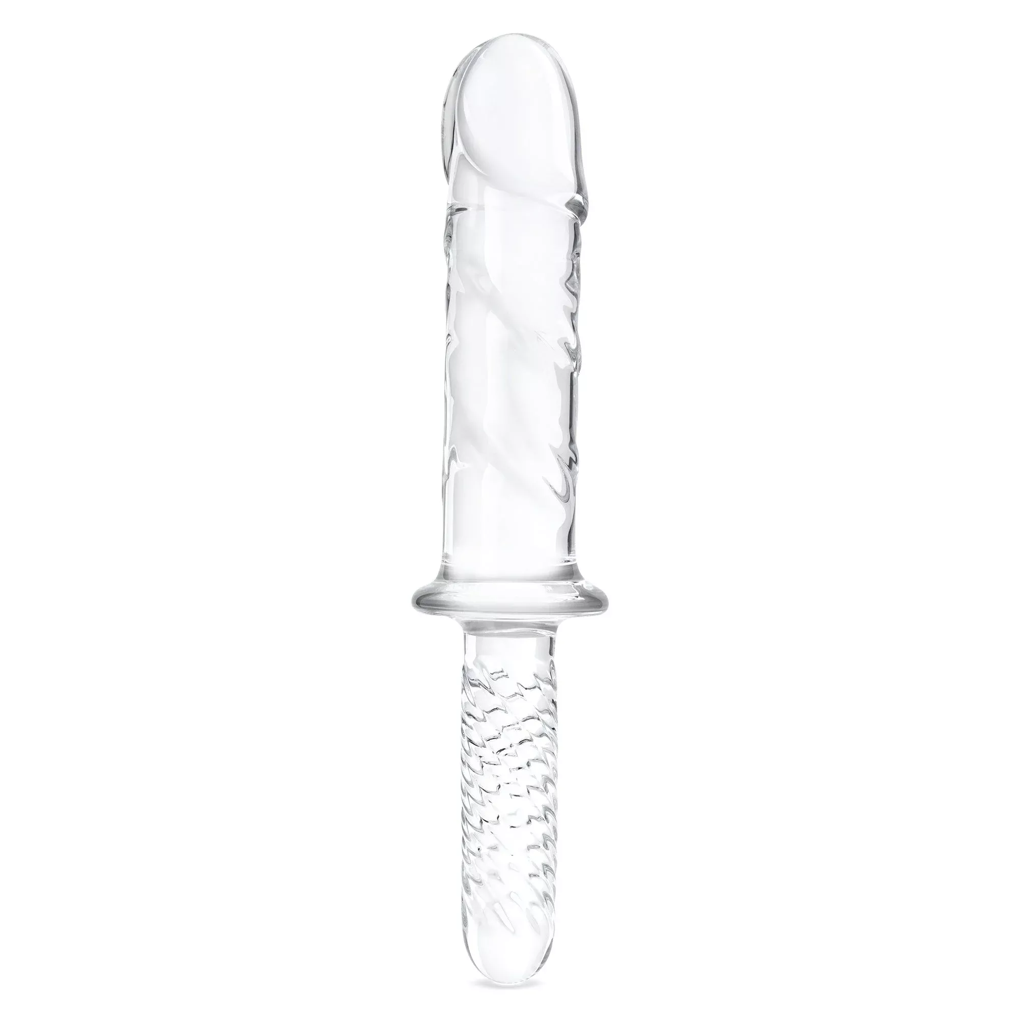 11" Girthy Cock Double Ended Glass Dildo With Handle