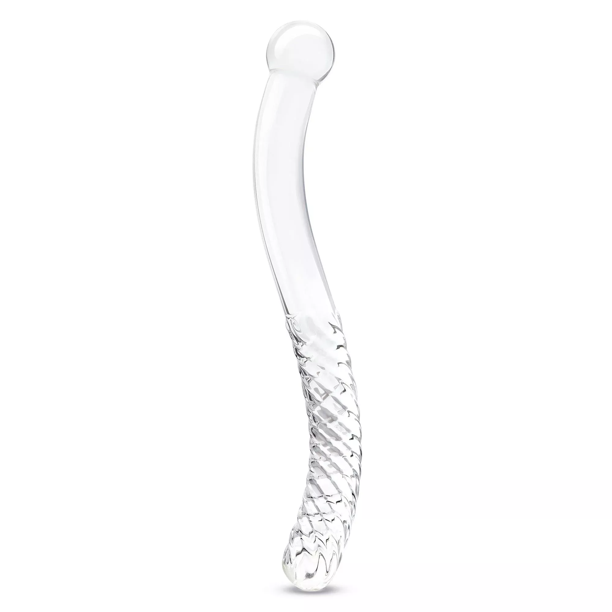 11" Pelvic Wand Curved Double Ended Glass Dildo
