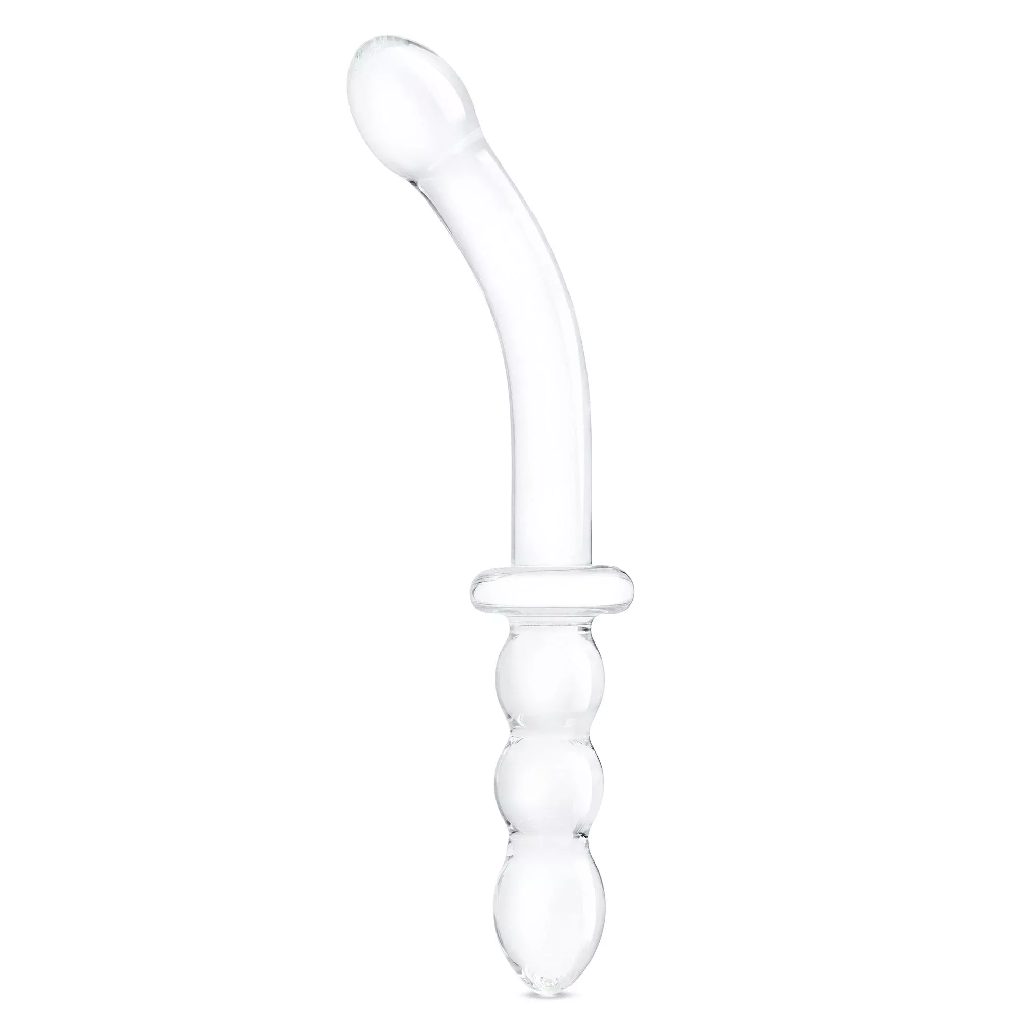 12" Double Ended Glass Dildo With Glass Anal Beads