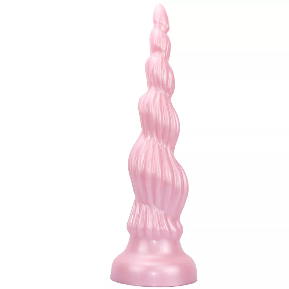 14-inch-pink-textured-tapered-huge-butt-plug 14 Inch Pink Textured Tapered Huge Butt Plug