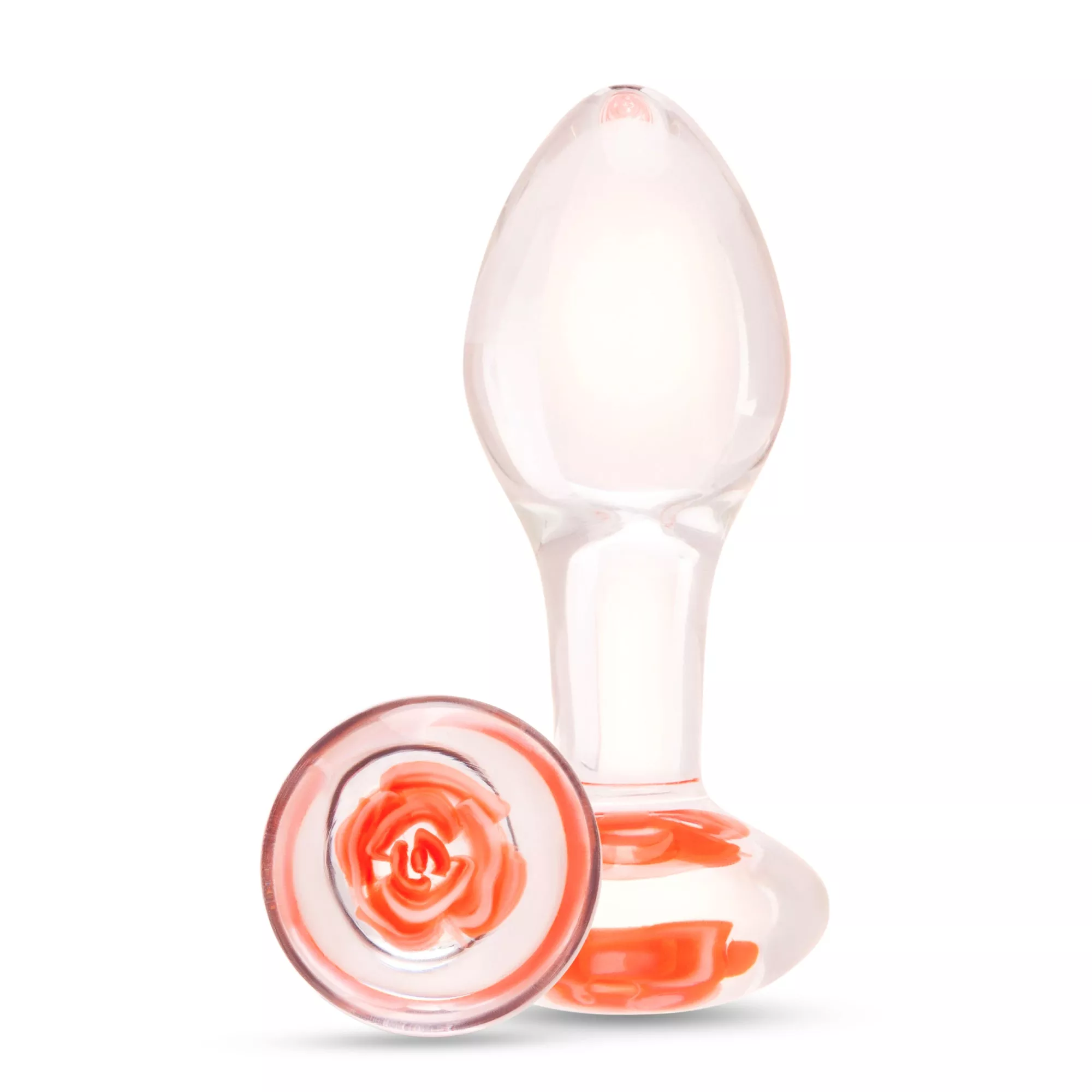 3.75" Blushing Bloom Glass Butt Plug