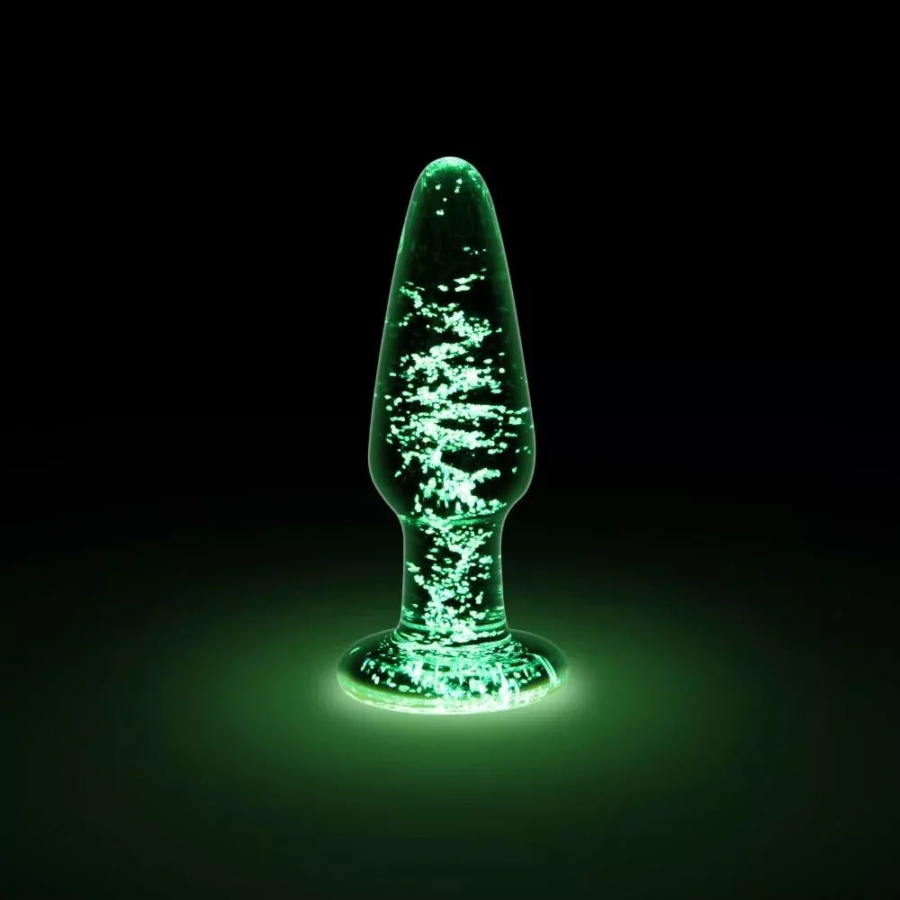 3-glow-in-dark-long-glass-butt-plug 3" Glow-In-The-Dark Long Glass Butt Plug