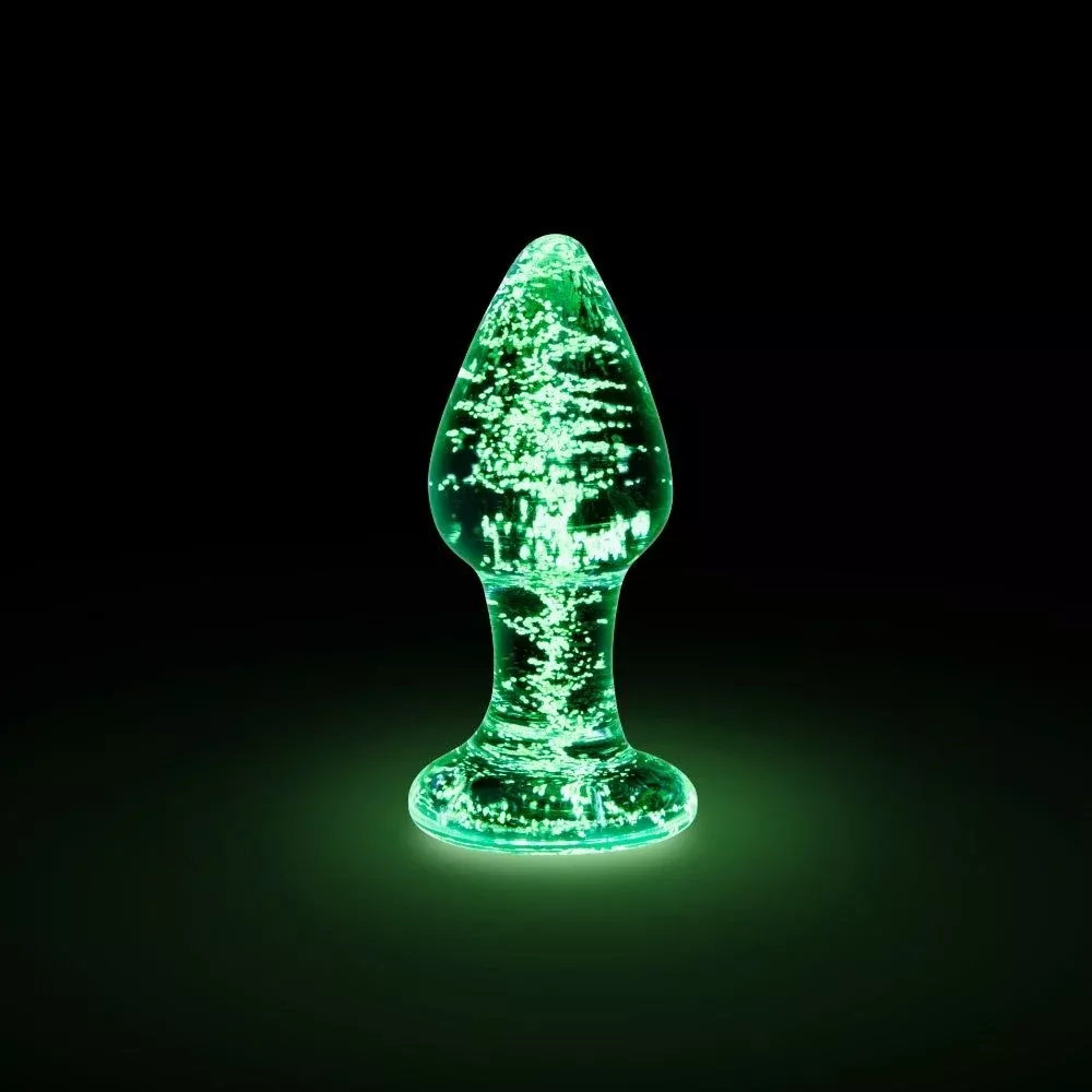 3-glow-in-dark-tornado-small-glass-butt-plug 3" Glow-In-The-Dark Tornado Small Glass Butt Plug