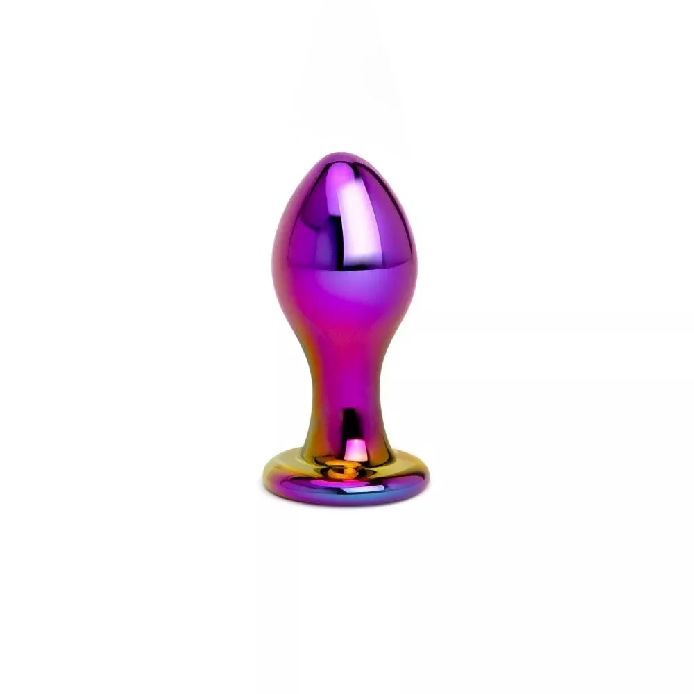 3-iridescent-chrome-glass-butt-plug 3" Iridescent Chrome Glass Butt Plug