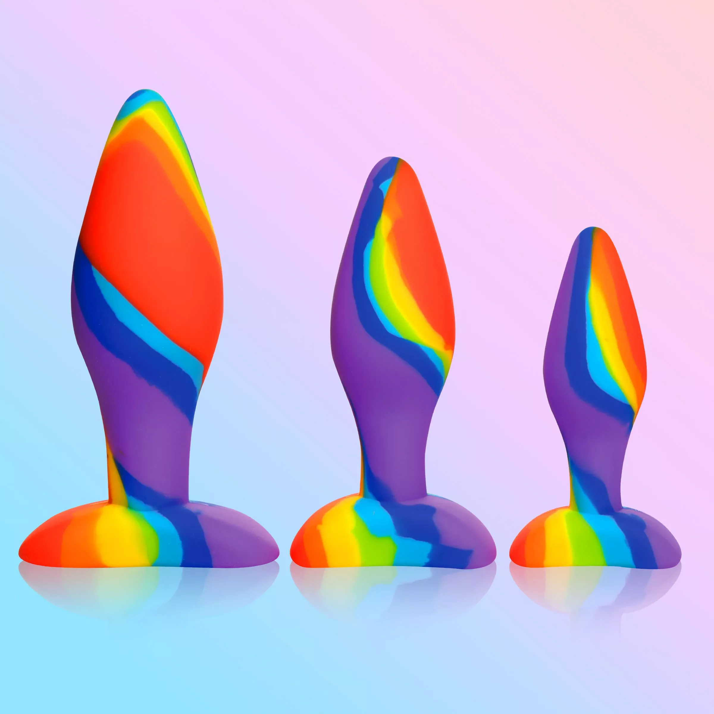 3-piece-rainbow-butt-plug-set 3 Piece Rainbow Butt Plug Set