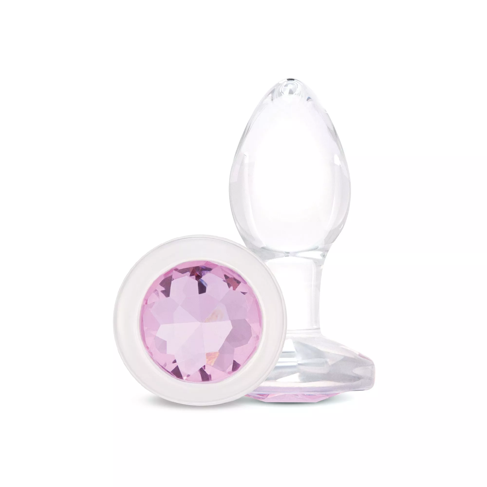 3-pink-sparkle-glass-butt-plug 3" Pink Sparkle Glass Butt Plug
