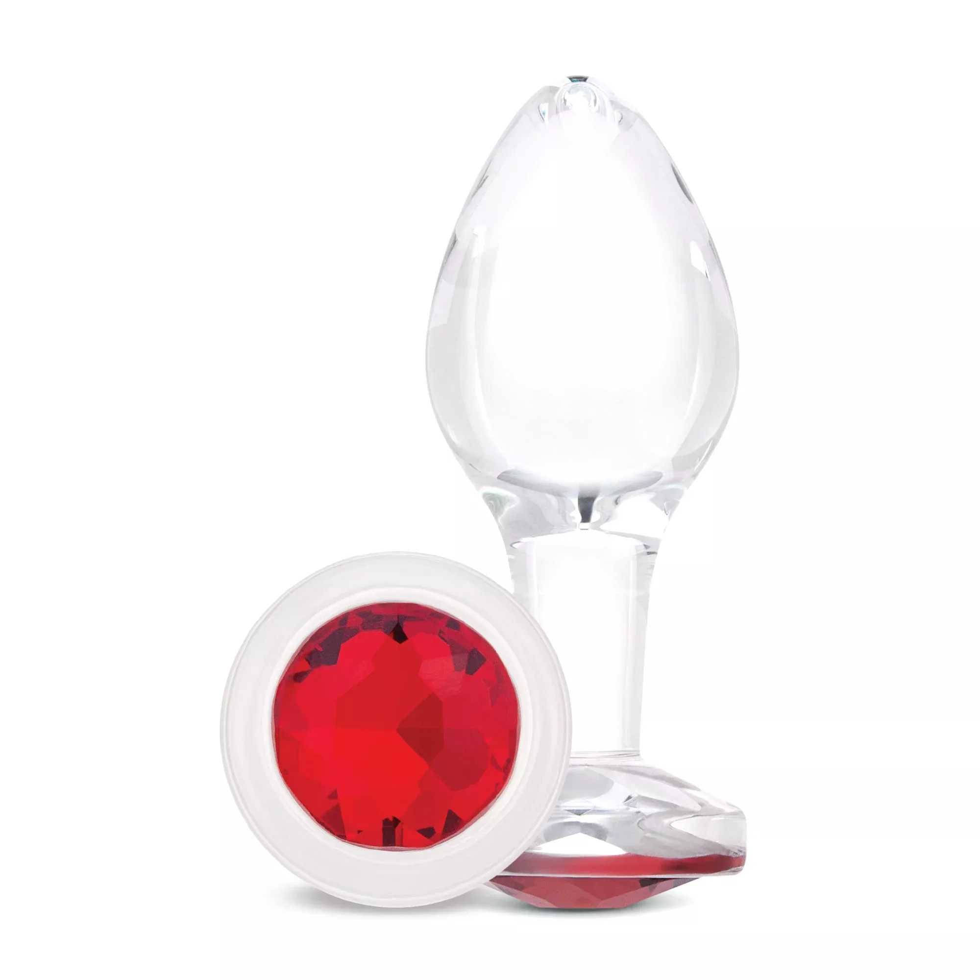 4-cherry-sparkle-glass-butt-plug 4" Cherry Sparkle Glass Butt Plug