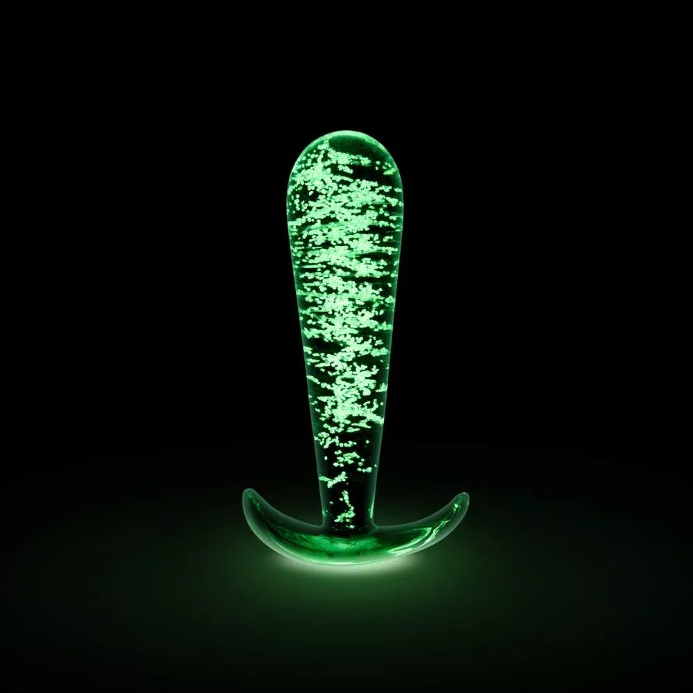 5-glow-in-dark-tornado-large-glass-butt-plug 5" Glow-In-The-Dark Tornado Large Glass Butt Plug