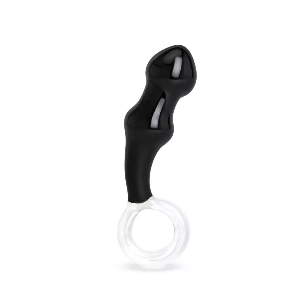 6-black-beaded-glass-butt-plug 6" Black Beaded Glass Butt Plug