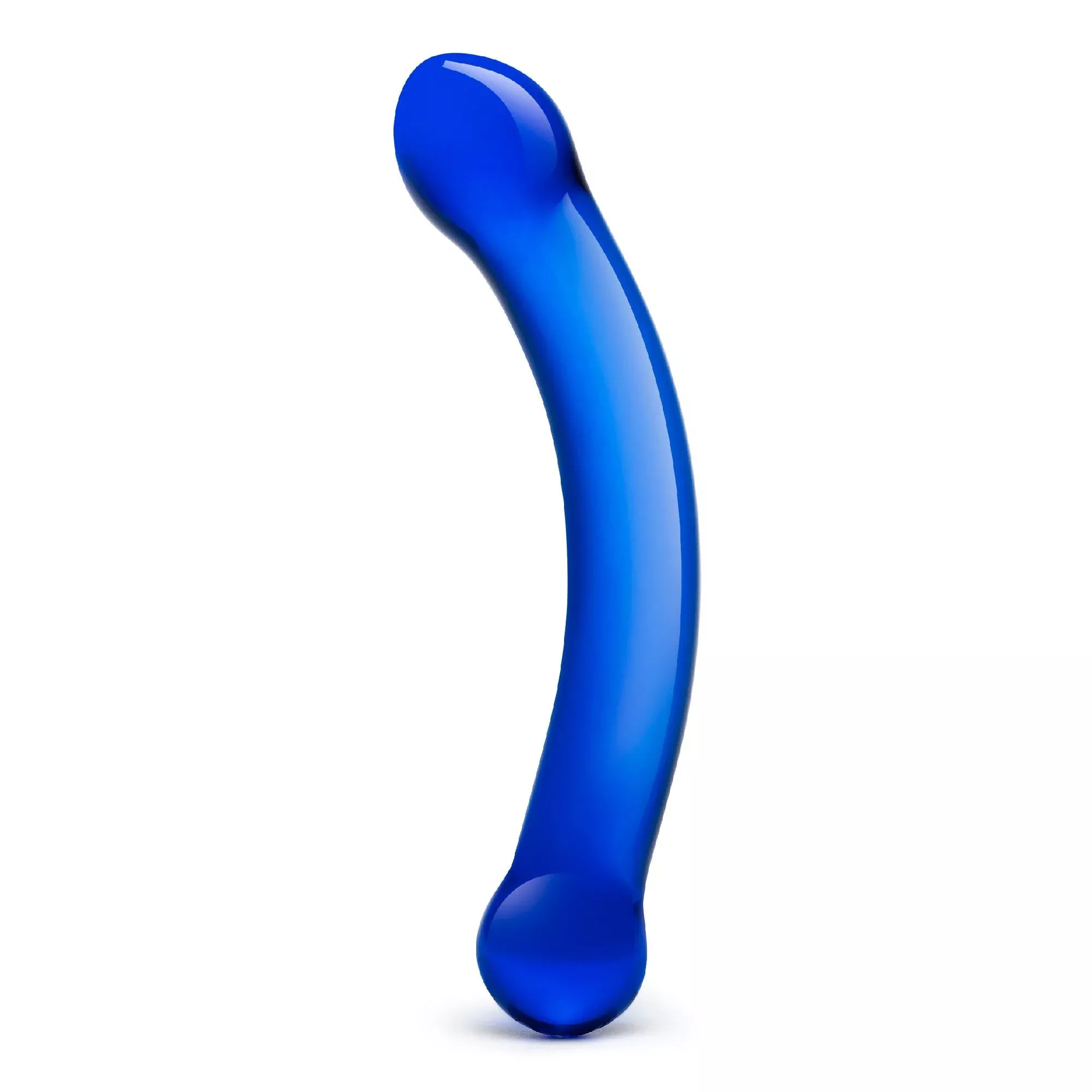 6" Curved G-spot Blue Glass Dildo