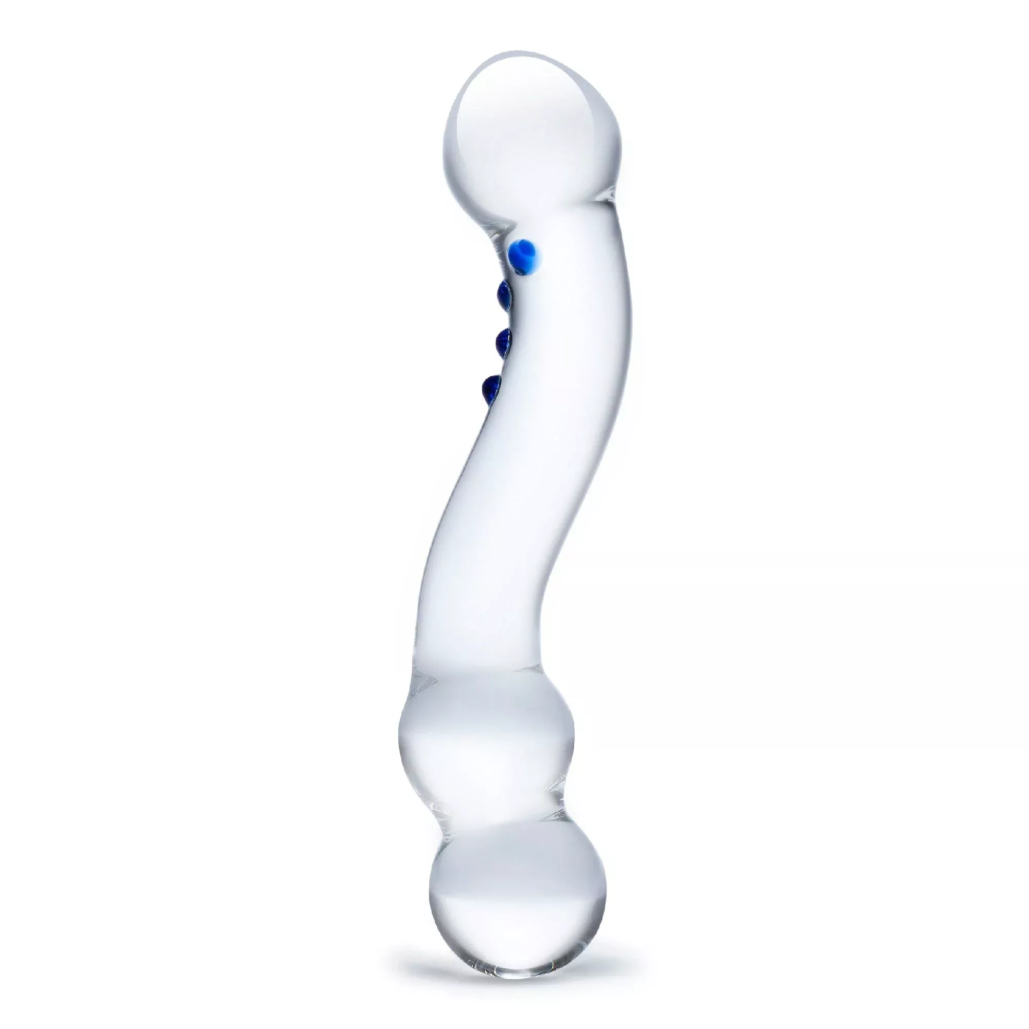 6" Curved G-spot Nubbed Glass Dildo