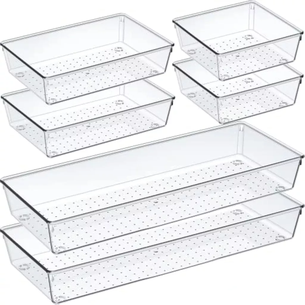 6 PackAcrylic Non Slip Non Cracking Drawer Storage Tray