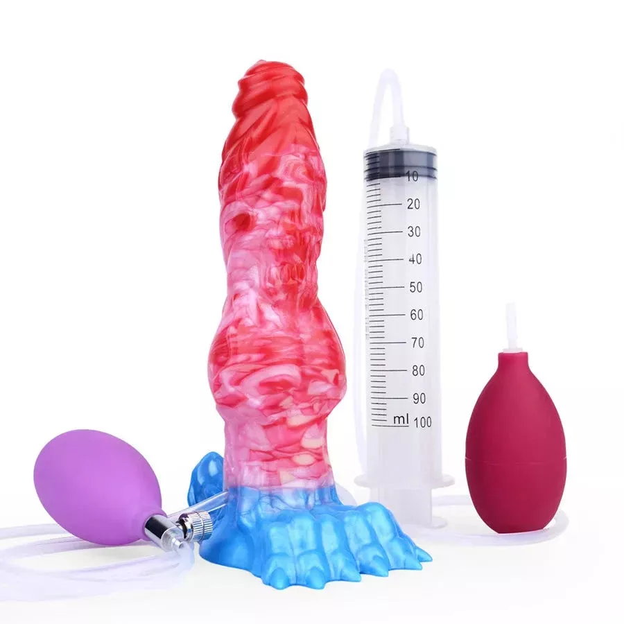 8 Inch Red Inflatable Ejaculating Dog Dildo