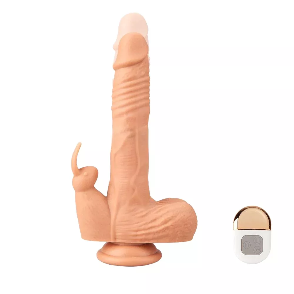 9.5 Inch Ribbed Rabbit Thrusting Dildo