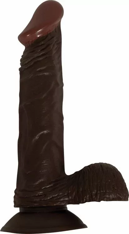 afro-american-whopper-w-balls-vibrating-8in-brown Afro American Whopper W/Balls Vibrating 8In Brown