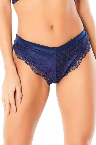 Alina High Leg Lined Thong - Estate Blue -