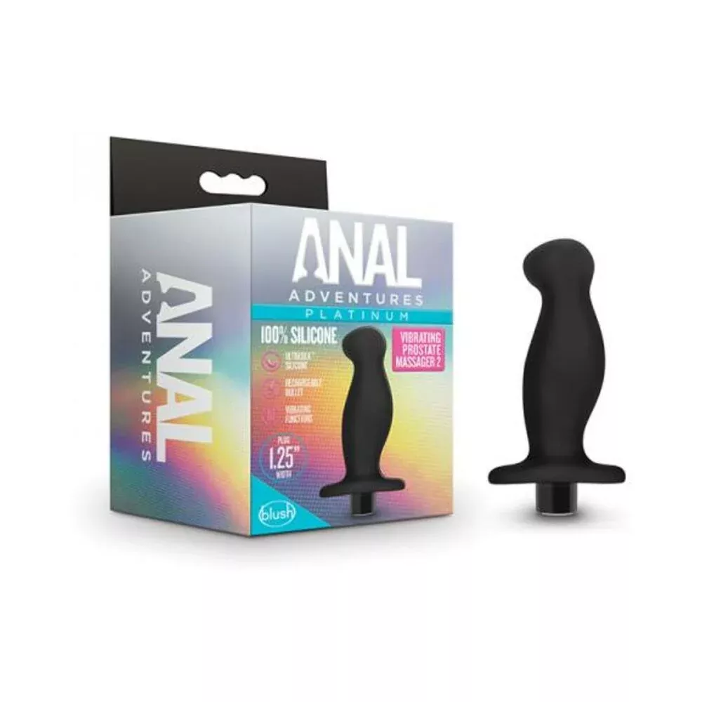 Anal Adventuresplatinum- Silicone Vibrating Prostate Massager 02- Black