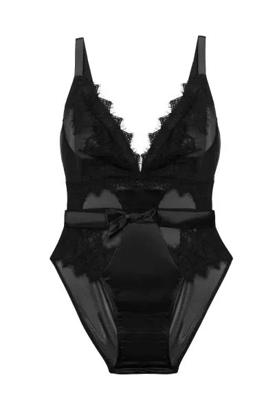 athena-lace-mesh-bow-body-black Athena Lace and Mesh Bow Body - Black -