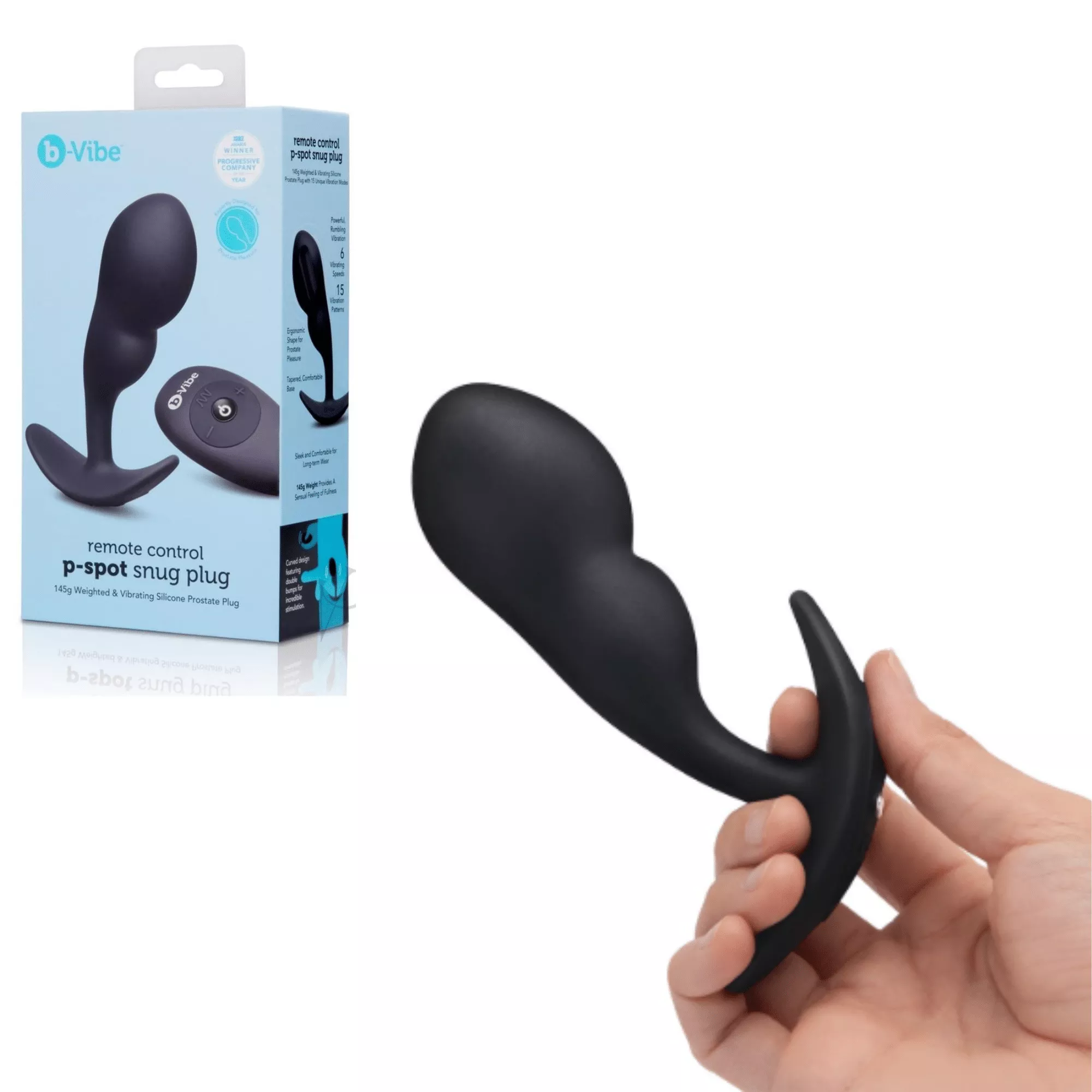 b-vibe-remote-control-p-spot-snug-plug-145gr-weighted-vibrating-silicone-prostat B-vibe Remote Control P-Spot Snug Plug 145gr Weighted and Vibrating Silicone Prostate Massager Black