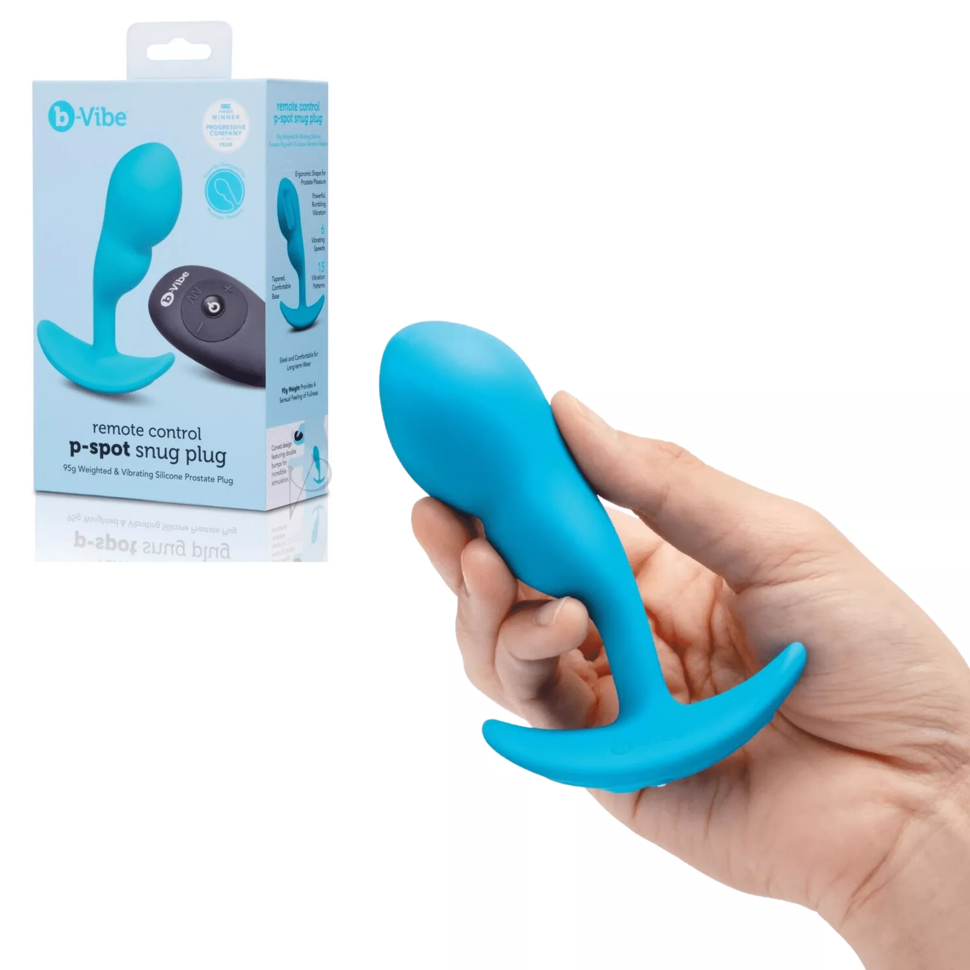 b-vibe-remote-control-p-spot-snug-plug-95g-weight-vibrating-silicone-prostate-ma B-vibe Remote Control P-Spot Snug Plug 95g Weight and Vibrating Silicone Prostate Massager Blue