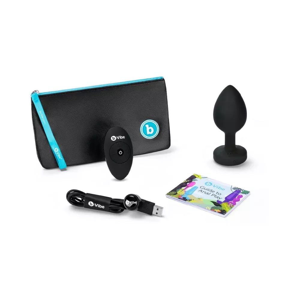 b-vibe-vibrating-jewel-rechargeable-remote-controlled-anal-plug-with-gem-base-bl b-Vibe Vibrating Jewel Rechargeable Remote-Controlled Anal Plug with Gem Base Black Diamond XXL