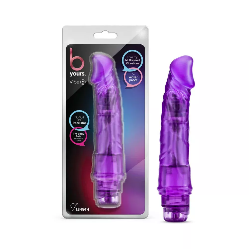 b-yours-vibe-6-realistic-9-25-inches-vibrating-dildo-purple B Yours Vibe 6 Realistic 9.25 inches Vibrating Dildo Purple