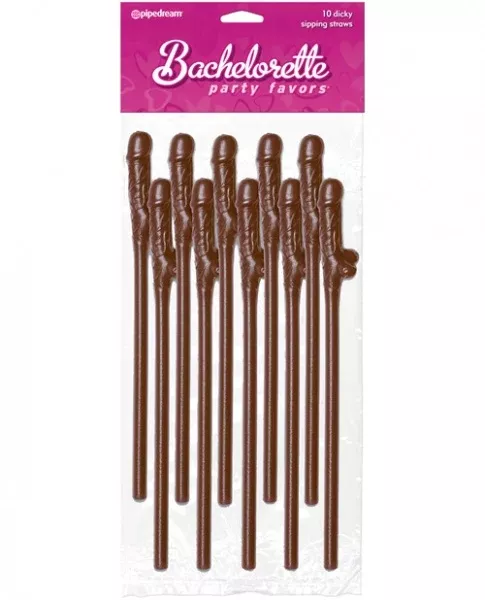 bachelorette-party-favors-pecker-straws-brown-pack-10 Bachelorette Party Favors Pecker Straws - Brown Pack of 10