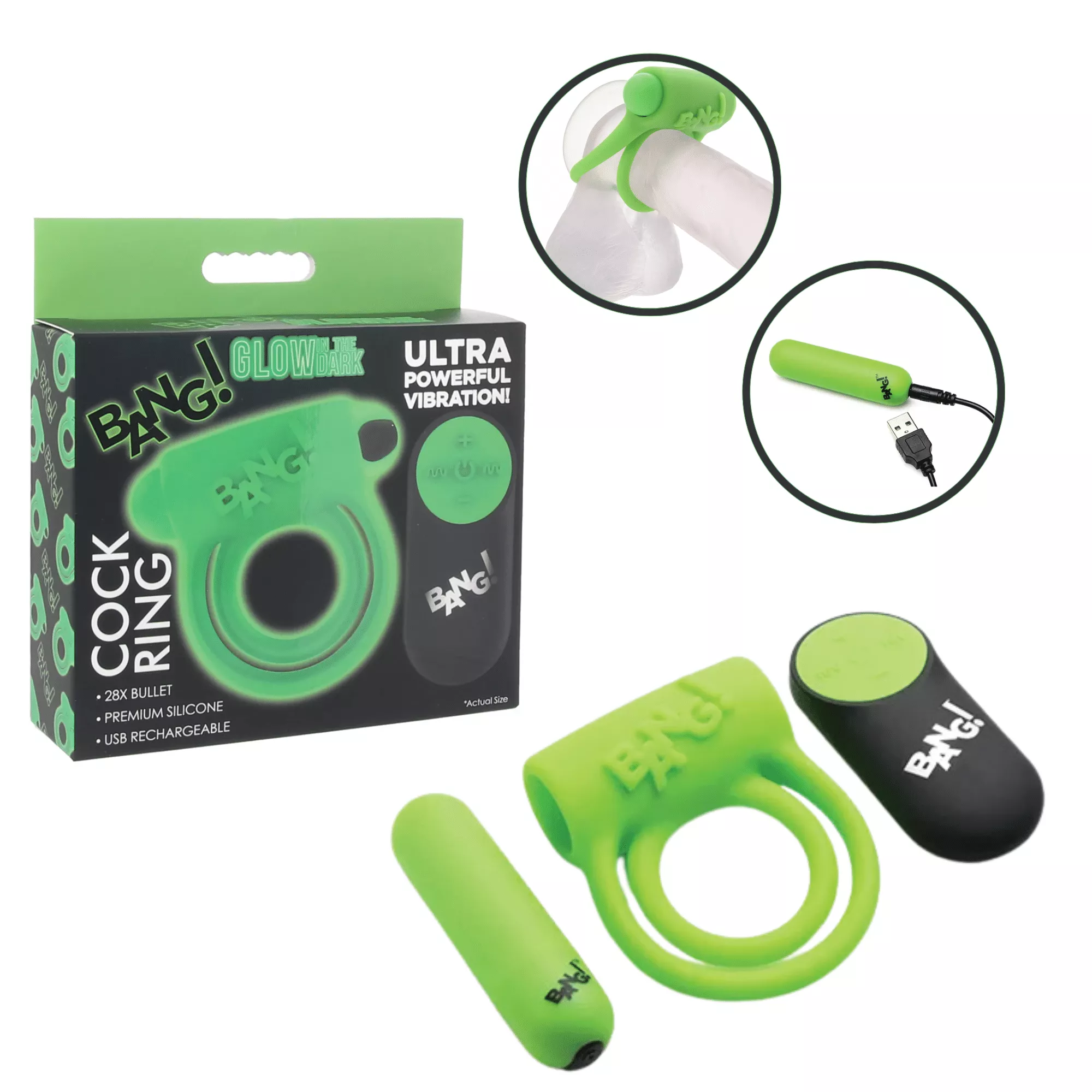 bang-glow-in-dark-penis-ring-rechargeable-vibrator-with-remote-control Bang Glow-In-The-Dark Penis Ring Rechargeable Vibrator With Remote Control