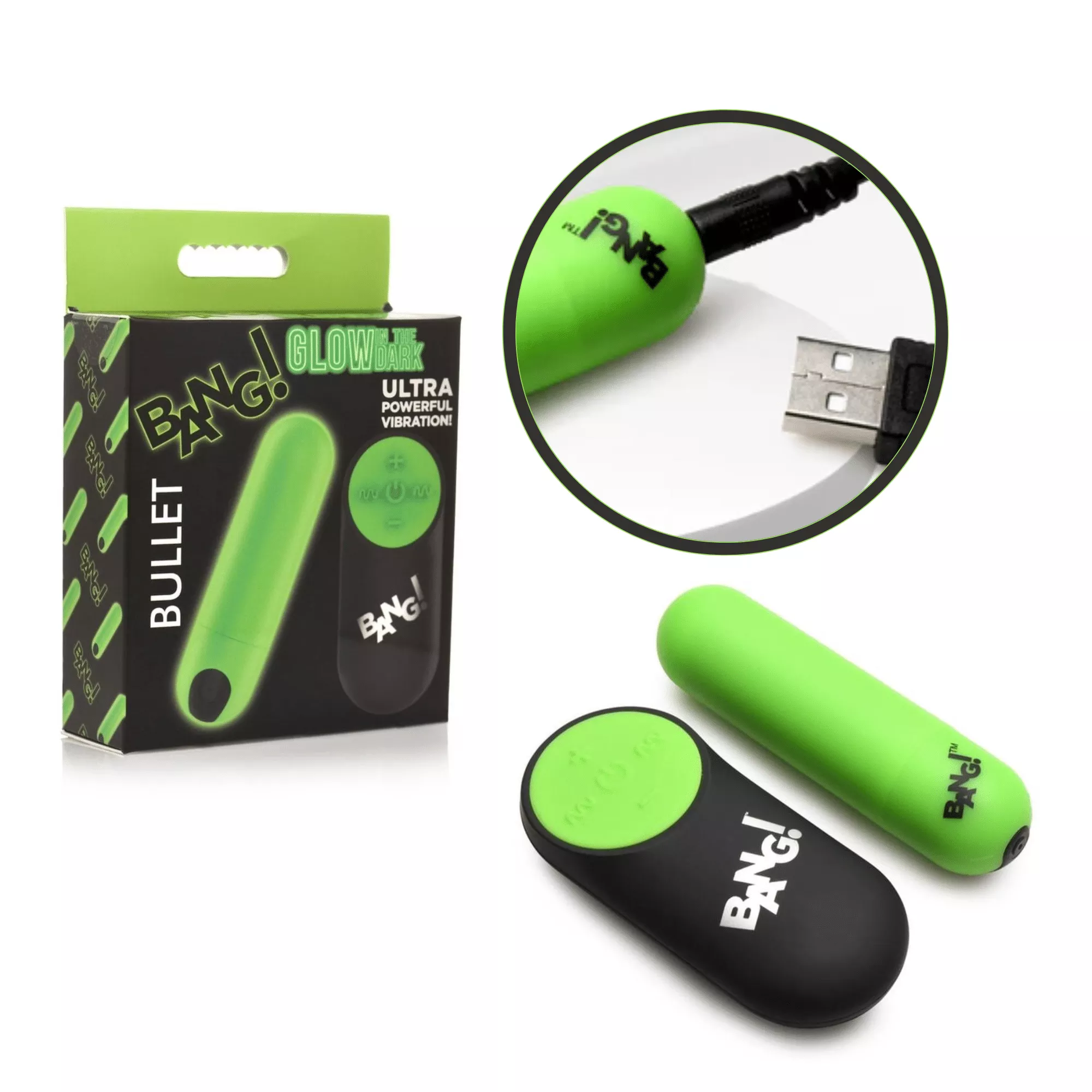 bang-glow-in-dark-rechargeable-bullet-vibrator-with-remote-control Bang Glow-In-The-Dark Rechargeable Bullet Vibrator With Remote-Control