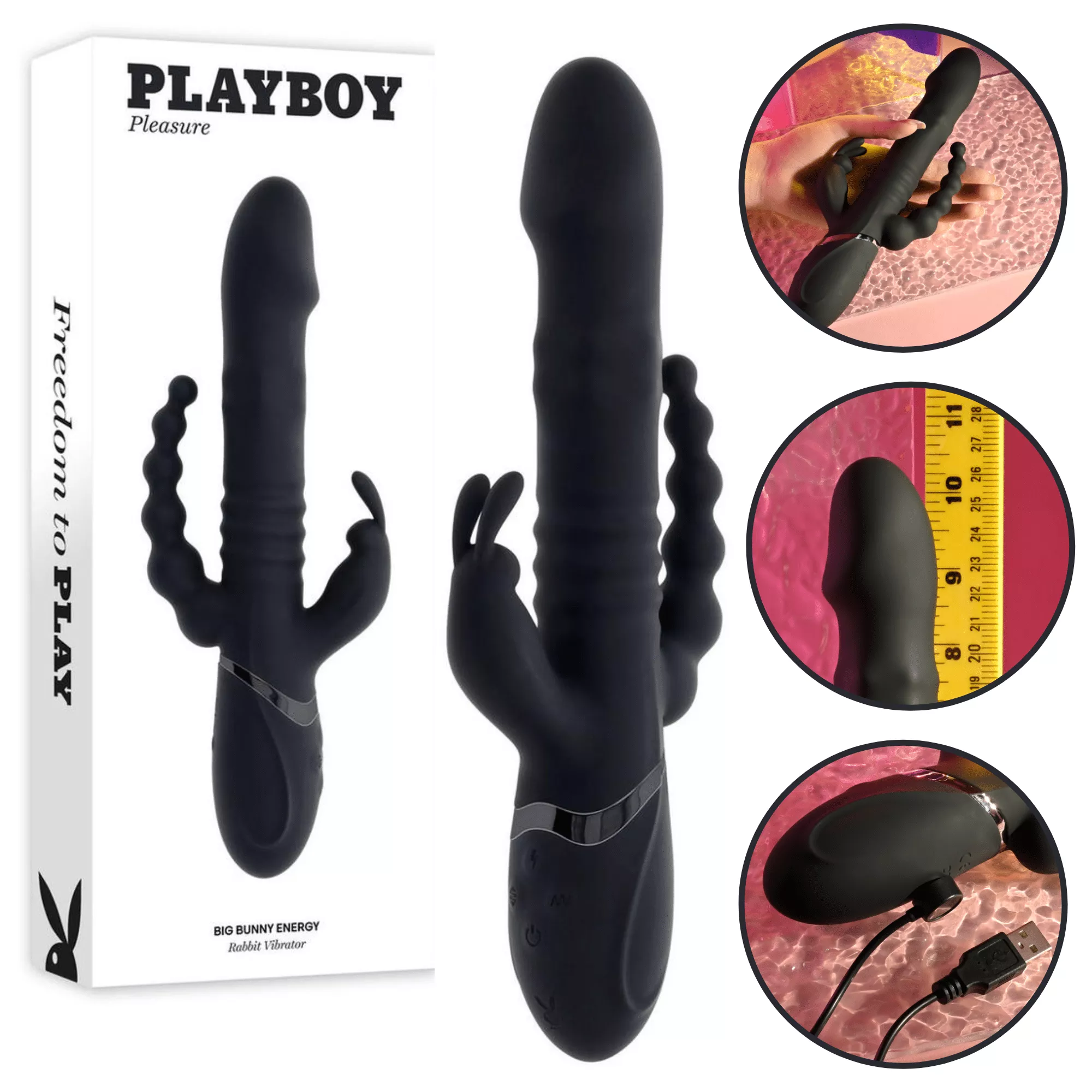 Big Bunny Energy Triple Stimulation Anal Vaginal Thrusting Rabbit Vibrator