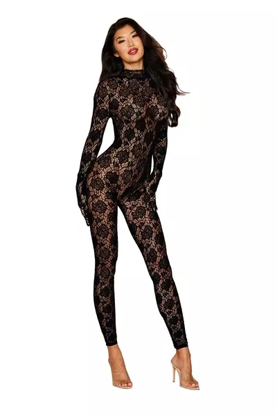 BLACK GLOVED BODYSTOCKING