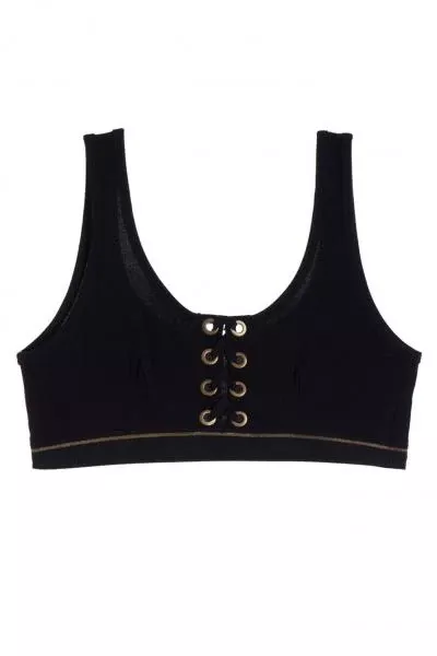 black-urban-lace-up-tank-soft-bra-top Black - Urban Lace Up Tank Soft Bra Top -