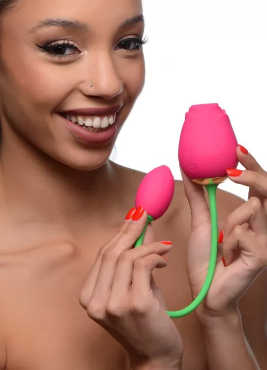 Bloomgasm Rose Duet Vibrating Silicone Clitoral Sucking Vibrator