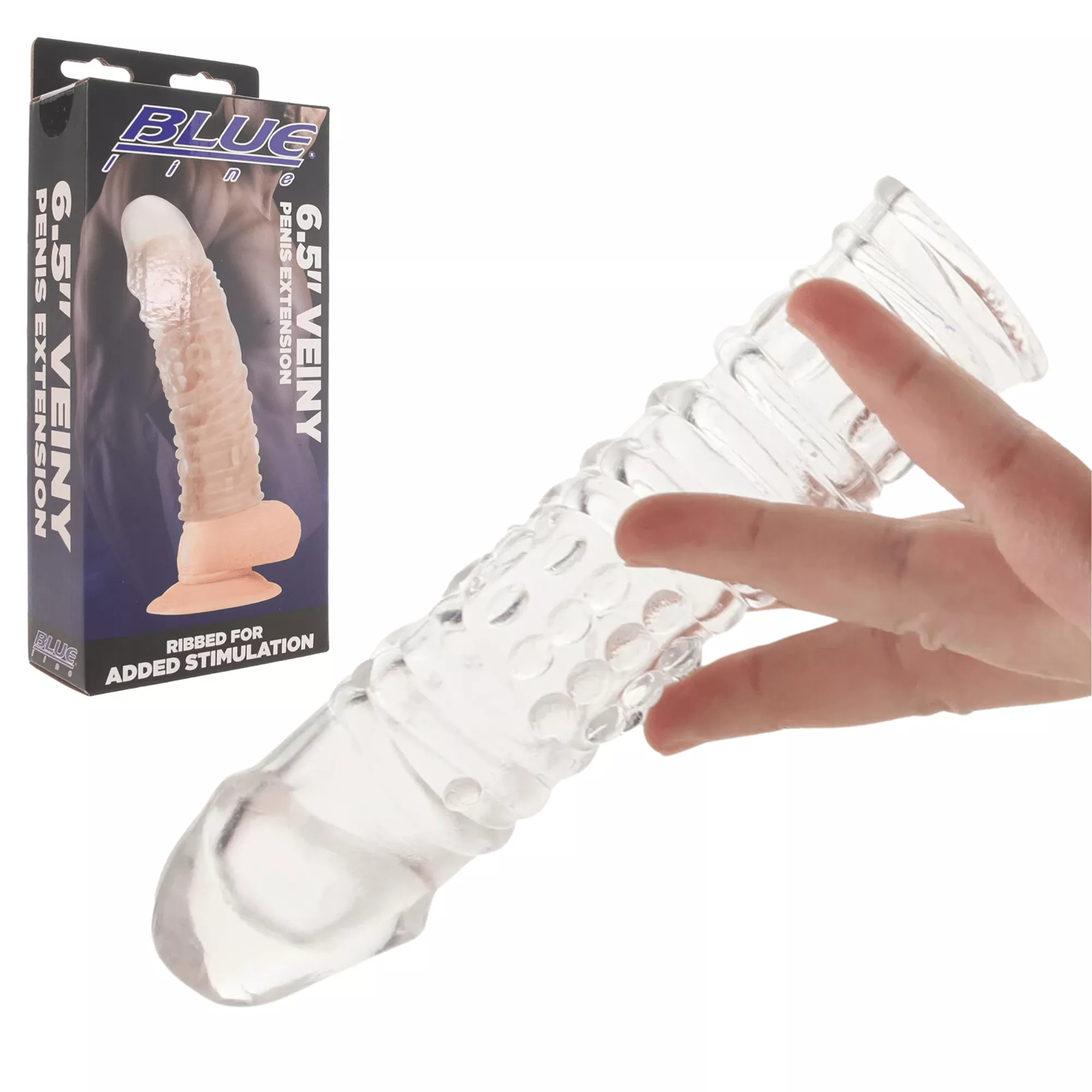 blue-line-6-5-inch-veiny-penis-extension-non-vibrating-penis-sleeve-clear Blue Line 6.5-Inch Veiny Penis Extension Non-Vibrating Penis Sleeve Clear