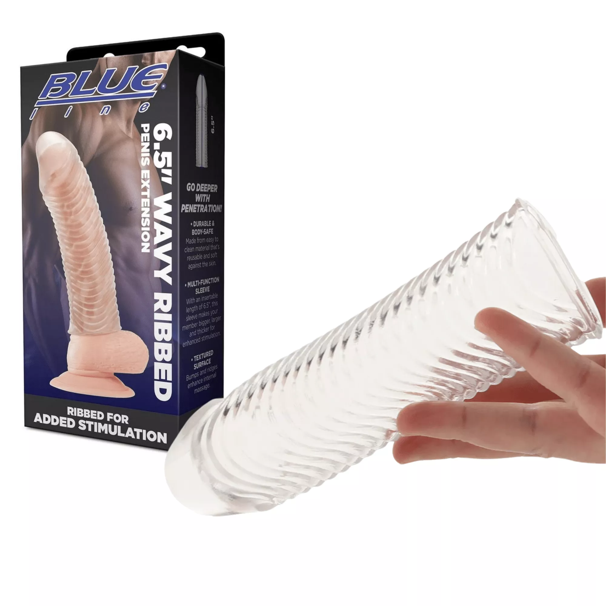 blue-line-6-5-inch-wavy-ribbed-penis-extension-non-vibrating-penis-sleeve Blue Line 6.5-inch Wavy Ribbed Penis Extension Non-Vibrating Penis Sleeve