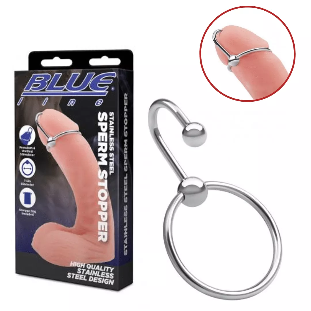 blueline-stainless-steel-sperm-stopper-penis-ball-toys-erotic-accessory-33mm Blueline Stainless Steel Sperm Stopper Penis and Ball Toys Erotic Accessory – 33mm
