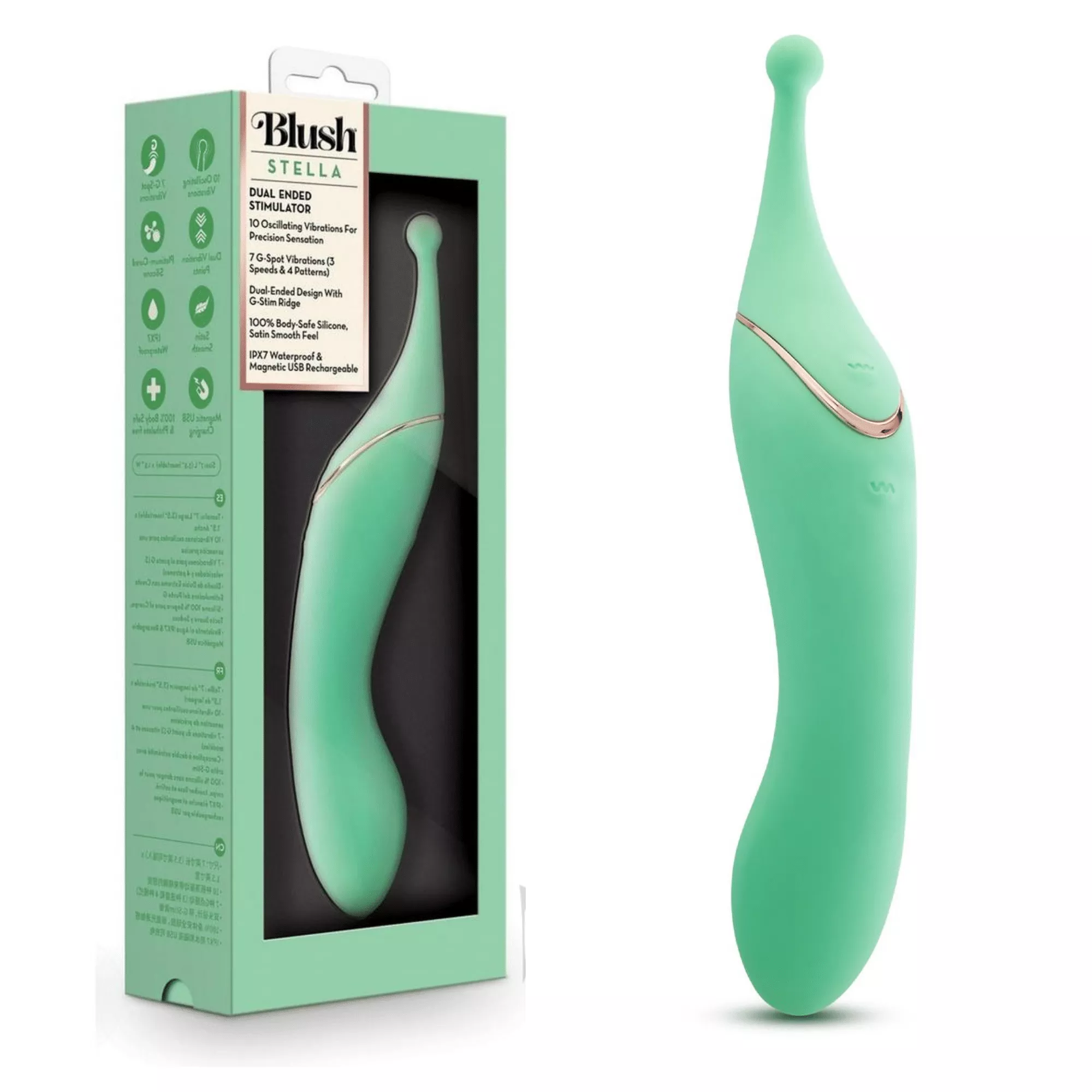 blush-collection-stella-dual-ended-g-stim-ridge-g-spot-vibrator-green Blush Collection Stella Dual-ended G-stim Ridge G Spot Vibrator Green