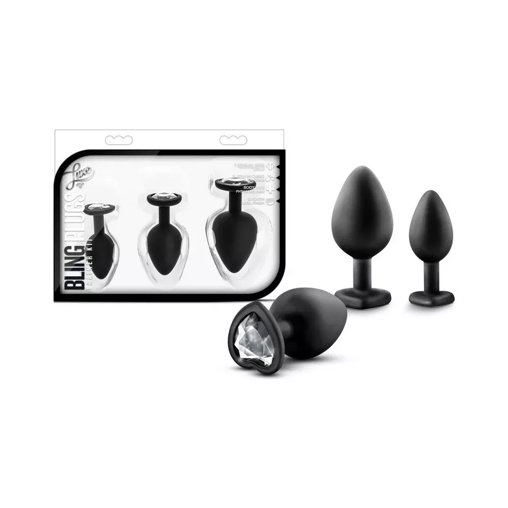 blush-luxe-3-piece-bling-plug-training-kit-with-white-gem-base-black Blush Luxe 3-Piece Bling Plug Training Kit with White Gem Base Black