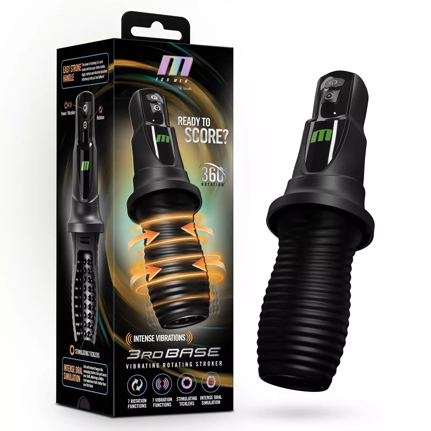 Blush M for Men - 3rd Base - Black — Rechargeable Male Masturbator