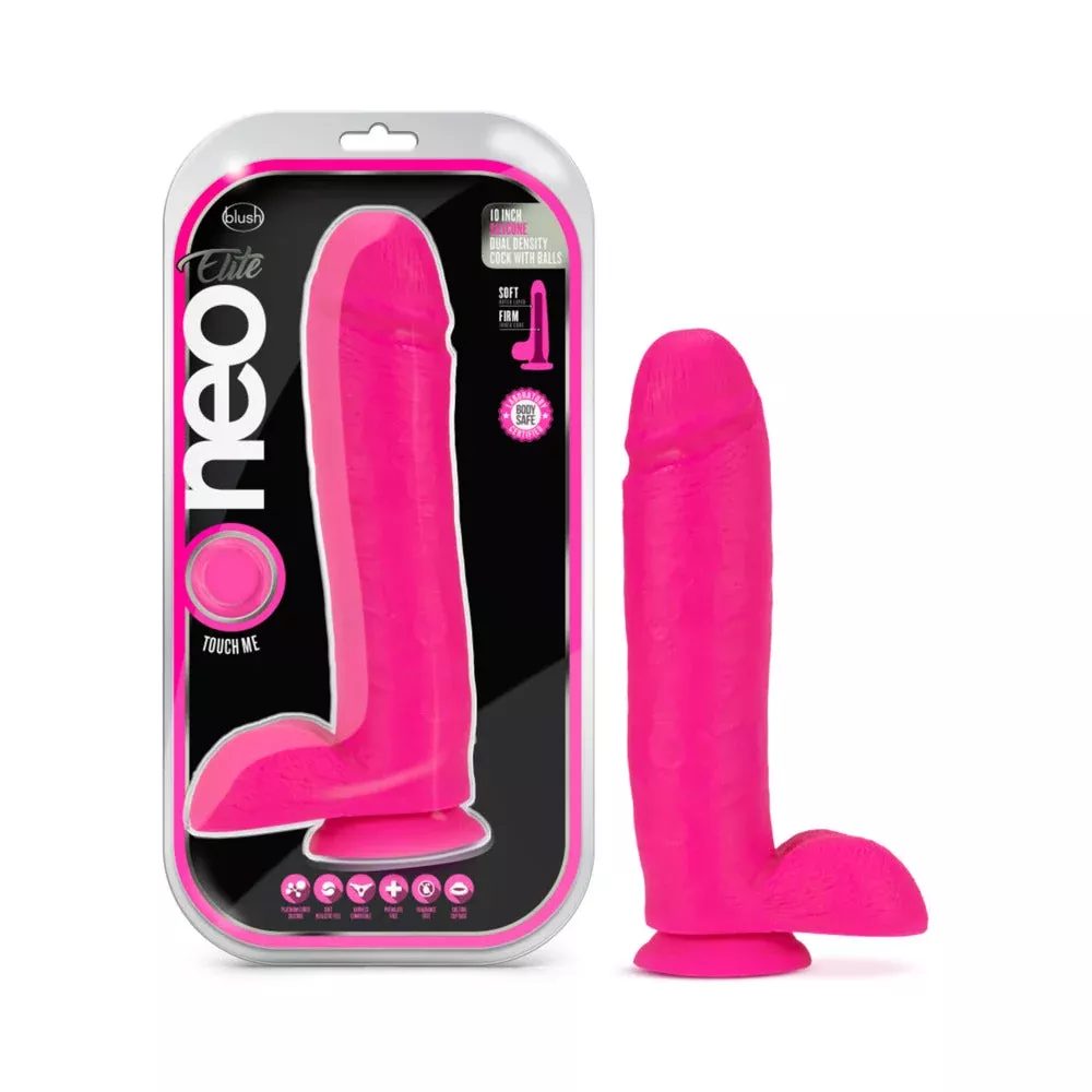 blush-neo-elite-10-inches-silicone-dual-density-dildo-with-balls-suction-cup-neo Blush Neo Elite 10 inches Silicone Dual Density Dildo with Balls & Suction Cup Neon Pink