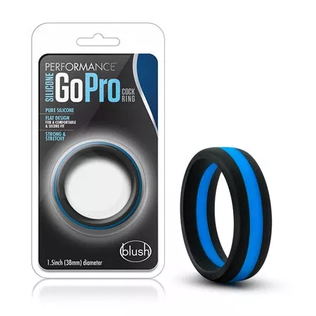 blush-performance-silicone-go-pro-cock-ring-black-blue Blush Performance Silicone Go Pro Cock Ring - Black/Blue