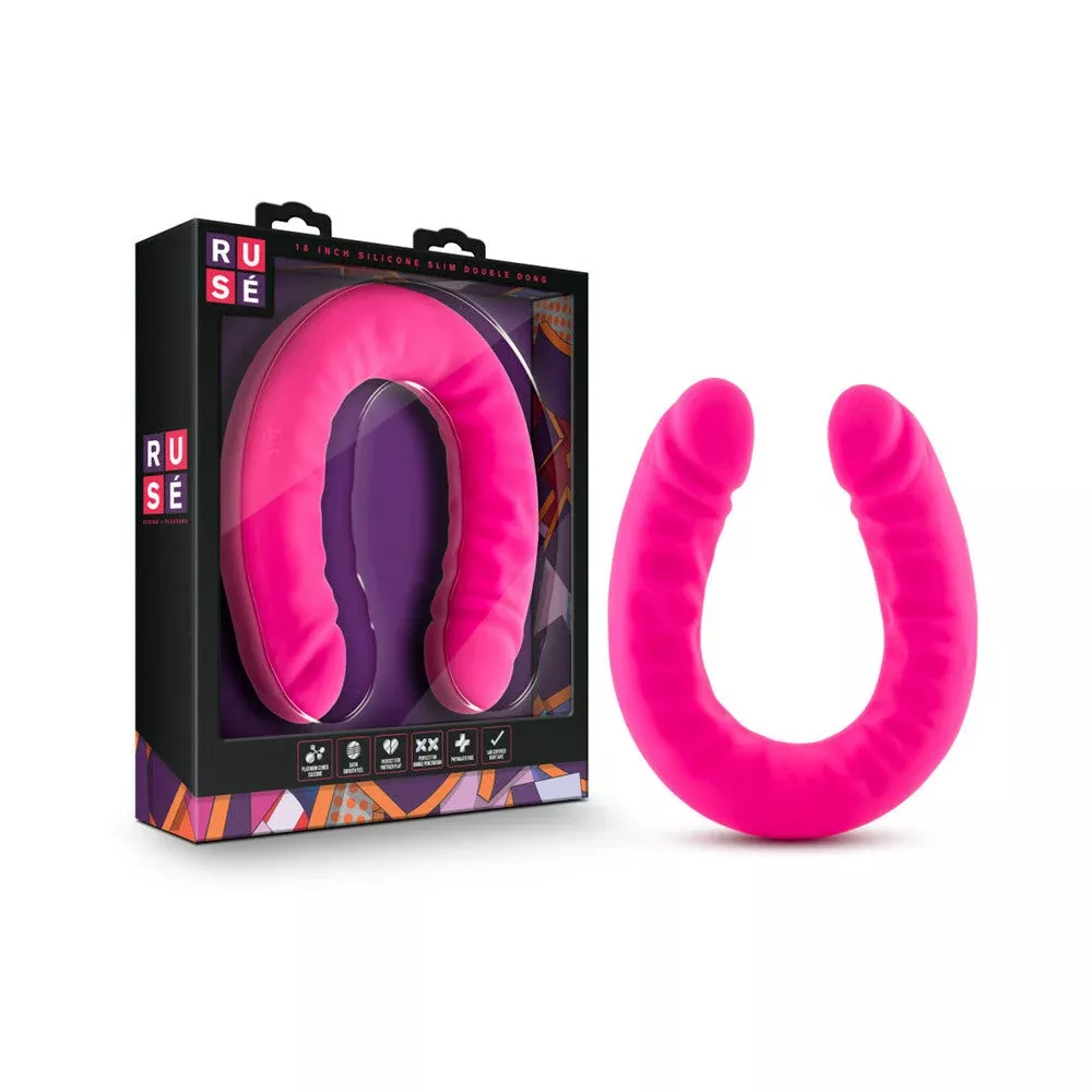 blush-ruse-realistic-18-inch-silicone-slim-double-dong-pink Blush Ruse Realistic 18 inch Silicone Slim Double Dong Pink