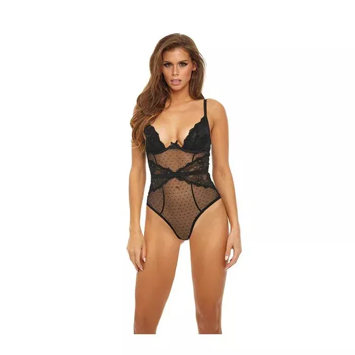 bombshell-lace-mesh-teddy-black Bombshell Lace & Mesh Teddy - Black