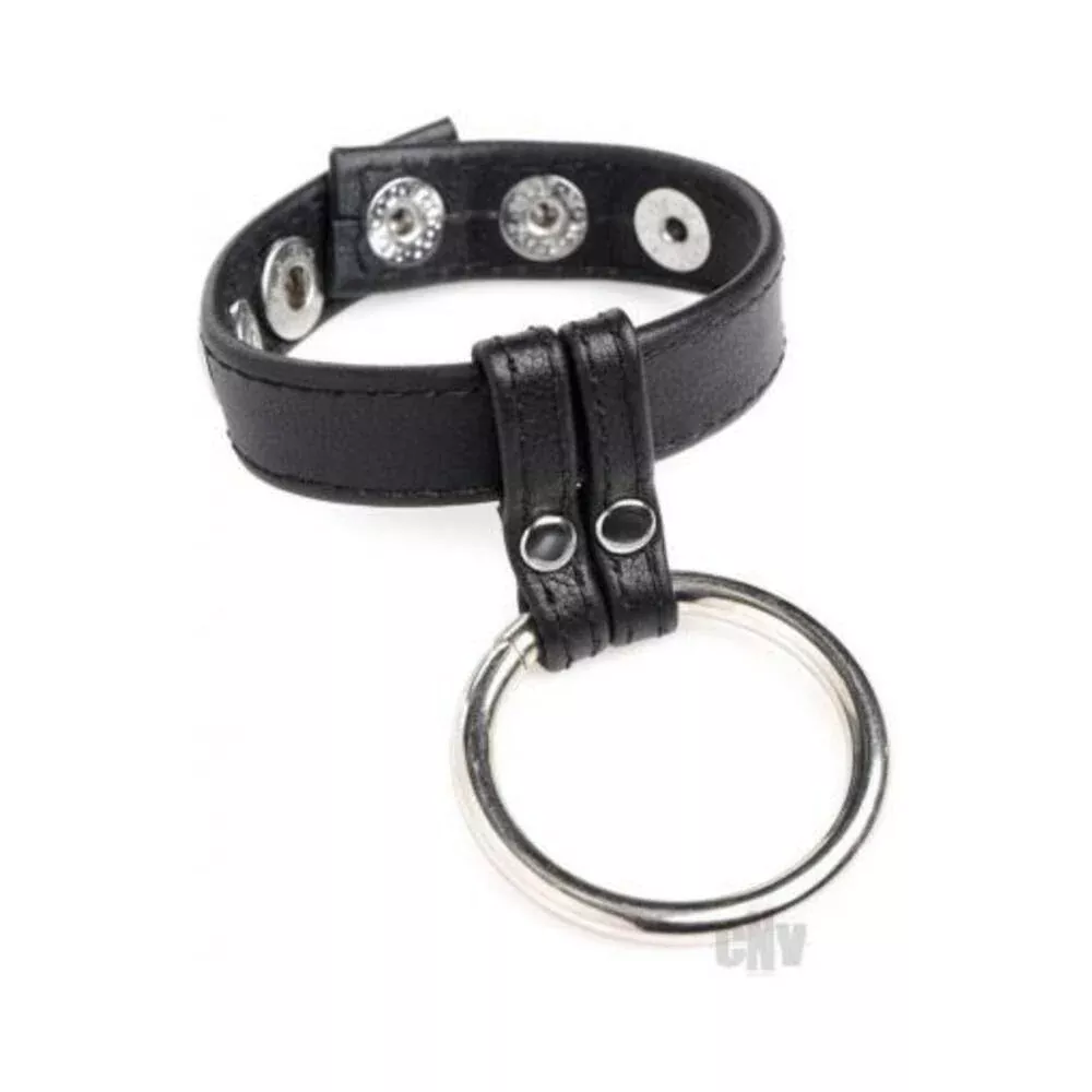 cg-leather-steel-cock-ball-ring-black Cg Leather/steel Cock And Ball Ring Black