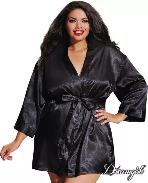 charmeuse-robe-with-chemise-black Charmeuse Robe with Chemise - Black -