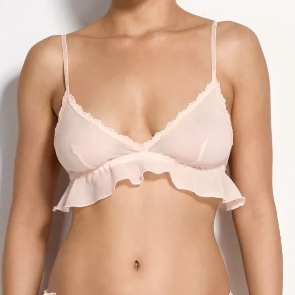 Chiffon Ruffle Bralette - Vanilla -