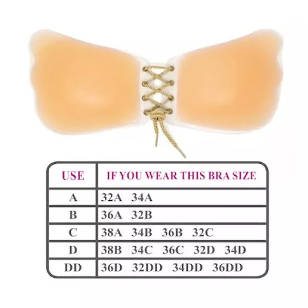 cleavage-gal-silicone-lace-up-bra-beige Cleavage Gal Silicone Lace Up Bra - Beige -